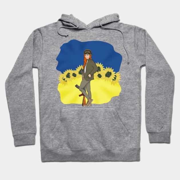 Ukrainian girl on the background of the Ukrainian flag Hoodie by KateQR